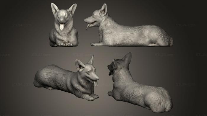 Статуэтки животных (Лежащая собака Корги, STKJ_0202) 3D модель для ЧПУ станка